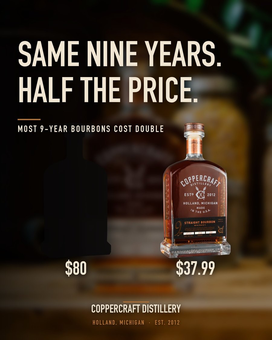 Same nine years, half the price. Coppercraft 9-Year at $37.99 against $80.